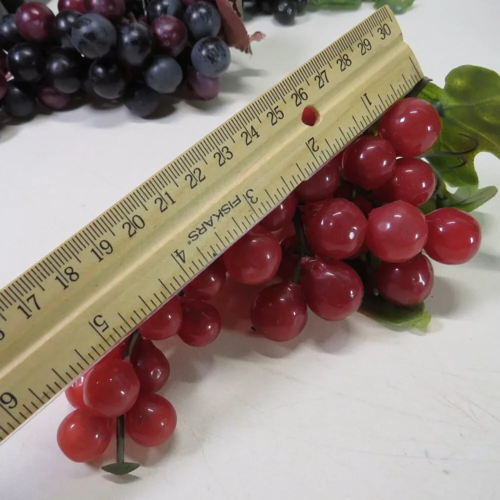 Vintage (4) faux fruit Dark Purple and Red Grapes (drapes well) Decor